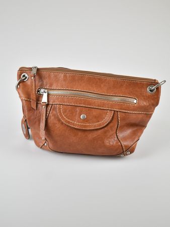 Fossil Schultertasche, Leder, cognac