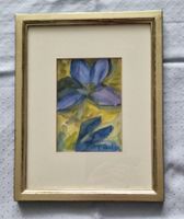 I. Roth 95 - Aquarell mit blauen Blumen, schöner Goldrahmen