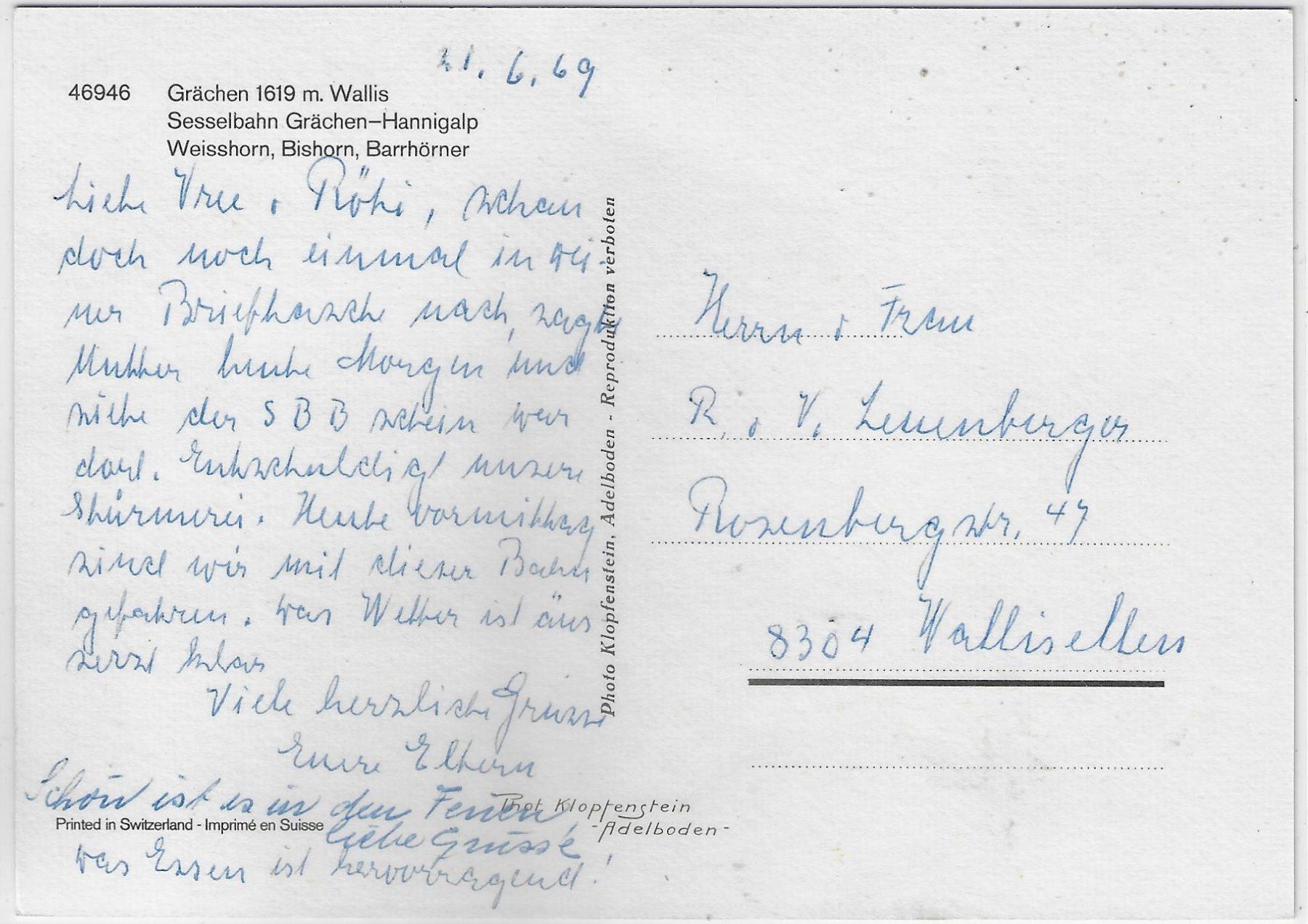 Cartoline postali: Grächen - Sesselbahn Grächen-Hannigalp – Usato da Ettingen venduto da Kartenplanet 1