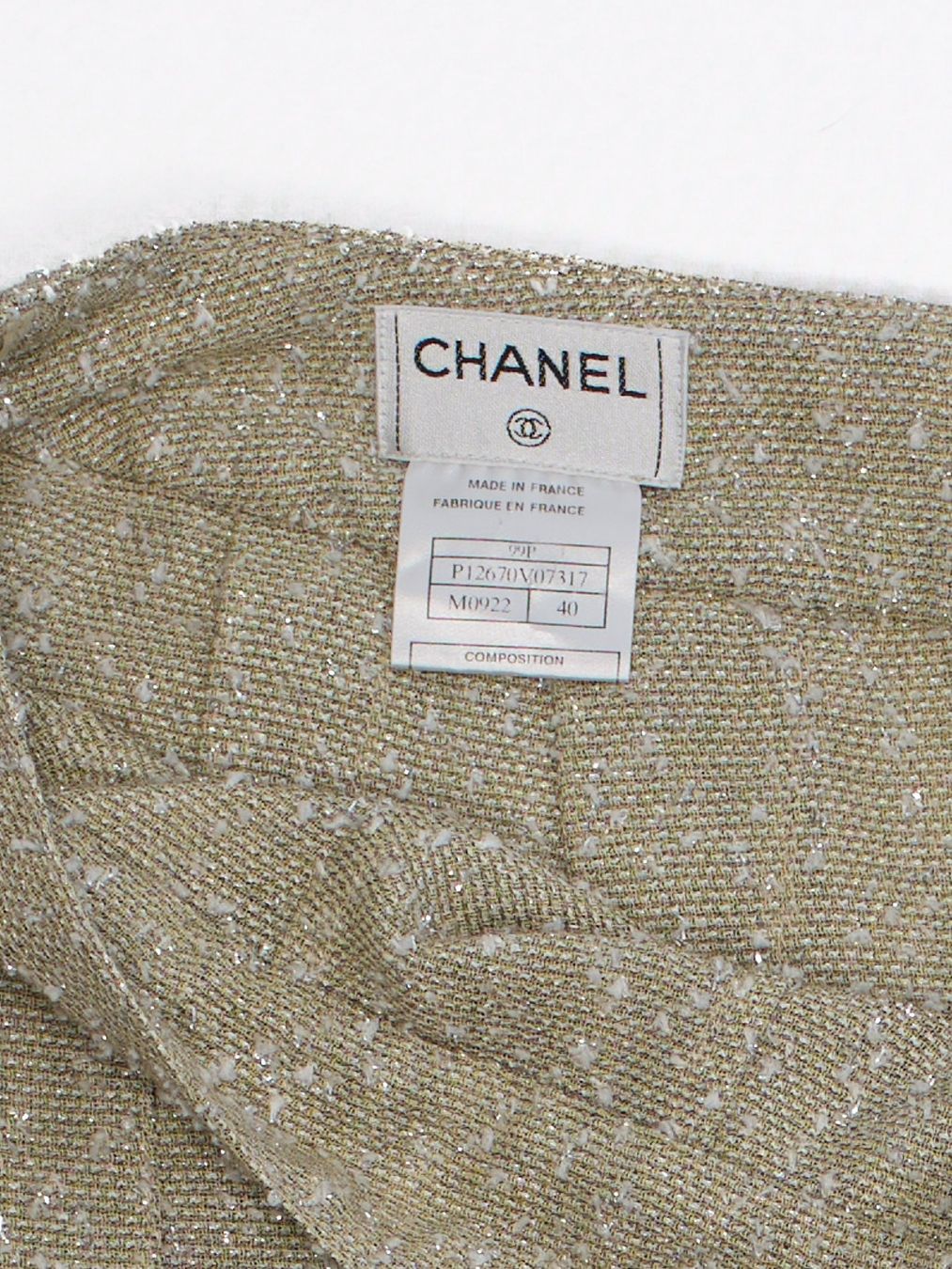 Chanel Gonne: Jupe Chanel Beige Dorée Texturée Laine Taille 40 – Usato da Fribourg venduto da re-fine 3