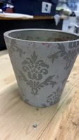 Blumentopf grau mit Muster Vintage Look Frühling