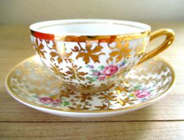 Antikes Porzellan Mokka Tassen Set Gold
