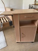 Pflegetisch mit Schublade und Klapptisch hellbraun
