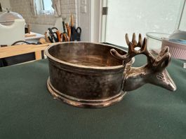 Kerzenhalter mit Hirschgriff versilbert Vintage Dekorativ
