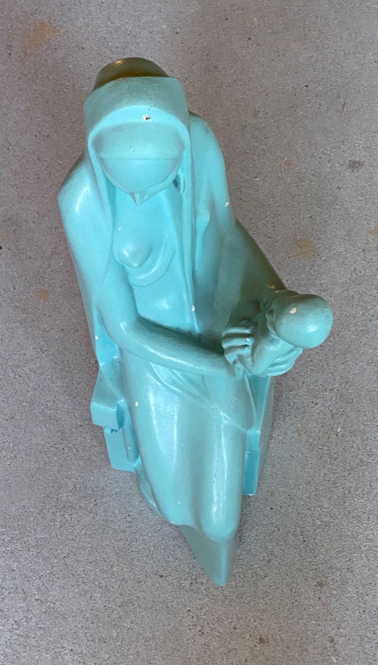 Statuette: schöne Madonna, hellblau, Handarbeit aus Ton – Usato da Dietlikon venduto da sepiwaku 3