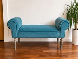 DESIGN-DELIGHTS ROYAL Samt-Polsterbank – 100 cm – Azure