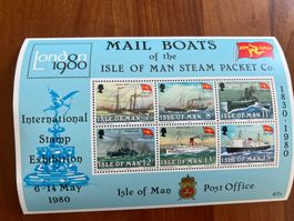 Isle of Man 1980 Mail Boats Steam Block  ** (4519)
