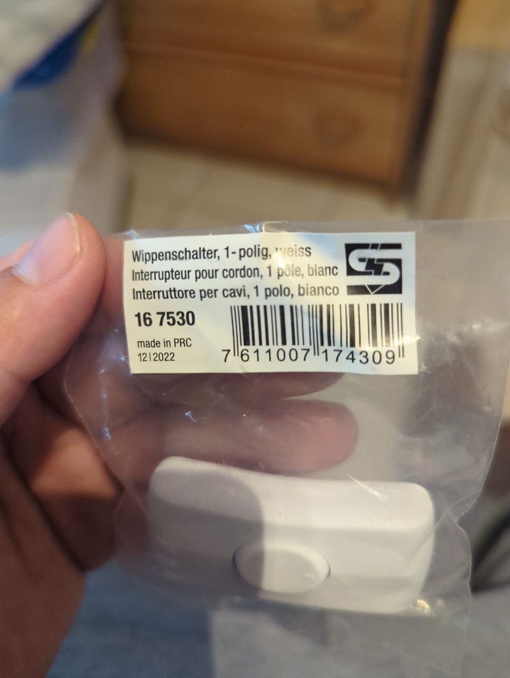 Schalter: New White Light Switch 1-Pole – Neu und originalverpackt aus Etzgen von Brato4452 1