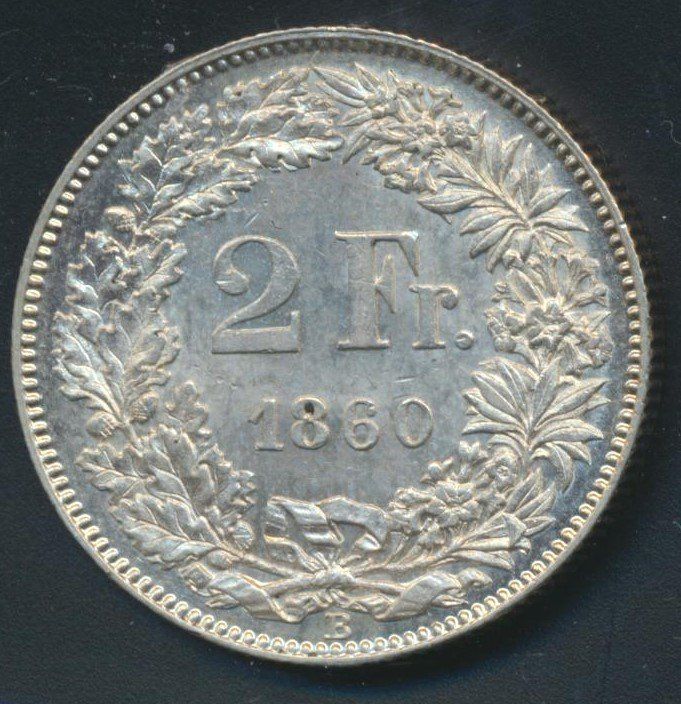 Tutti le monete: 2 Fr. 1860 unz – Usato da Roggwil BE venduto da Stampdealer3