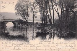 Zürich // 1905 Zürichhorn 2 Fischerboot Menschen belebt