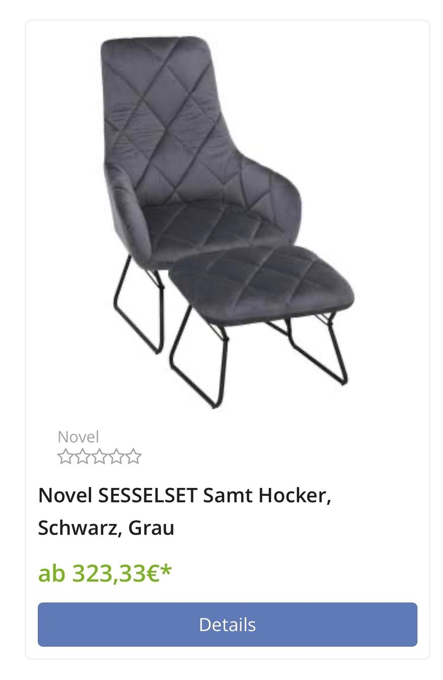 Poltrone: Novel SESSELSET Samt Hocker, Schwarz, Grau – Usato da Allschwil venduto da GrenzWert 1