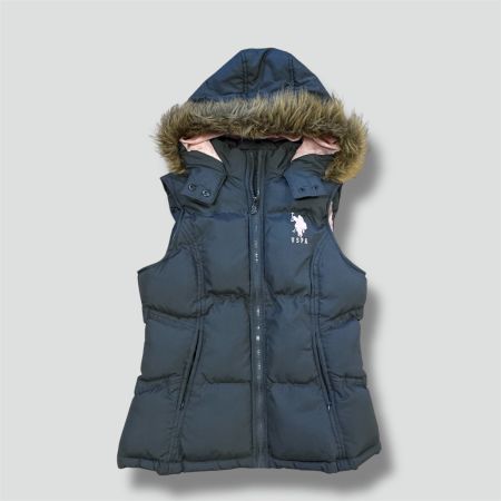 US Polo Assn fur hood puffer vest y2k winterjacke ralph laur
