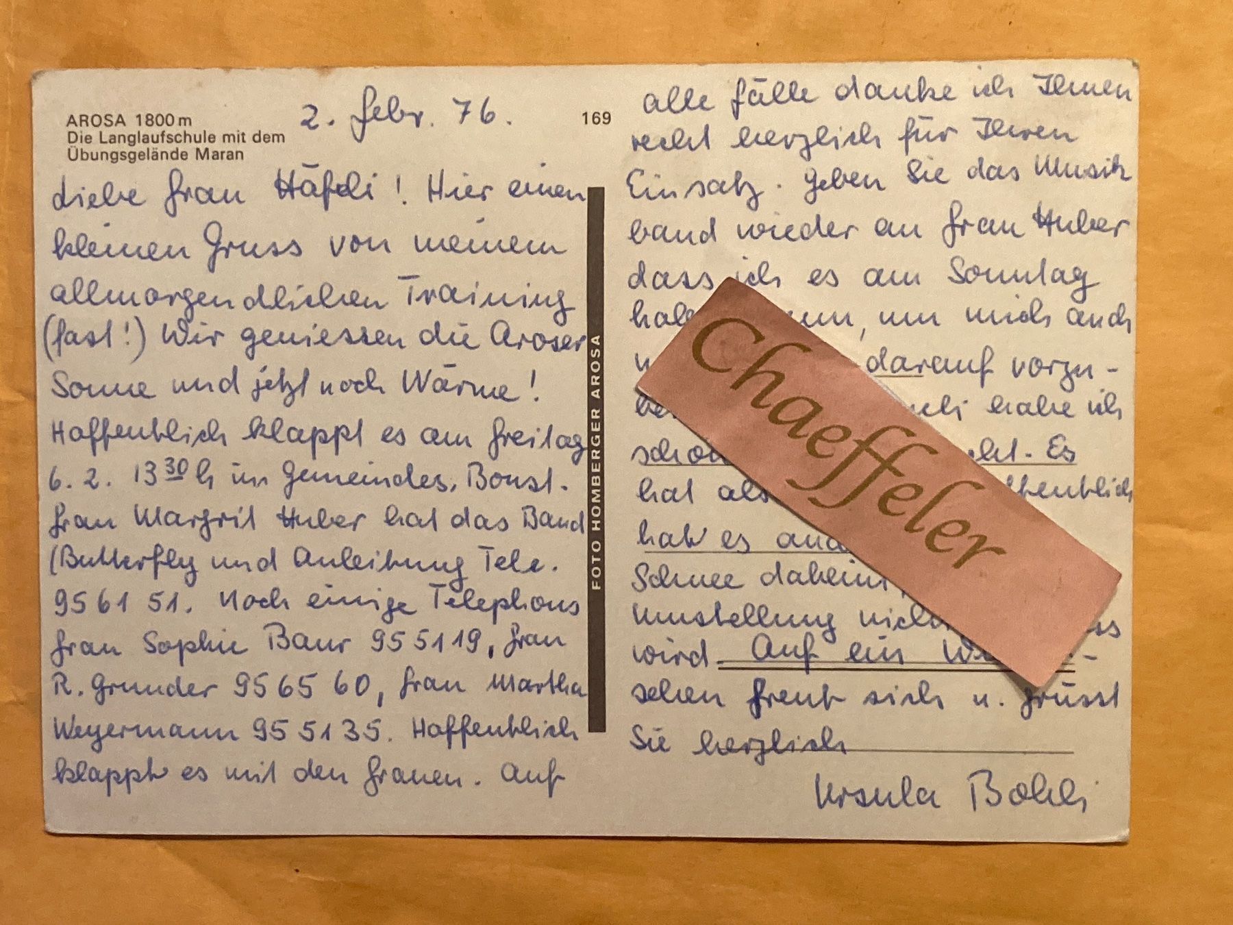 Cartes postales: 1976 Arosa, die Langlaufschule mit dem – D'occasion à Zürich par Chaeffeler 1