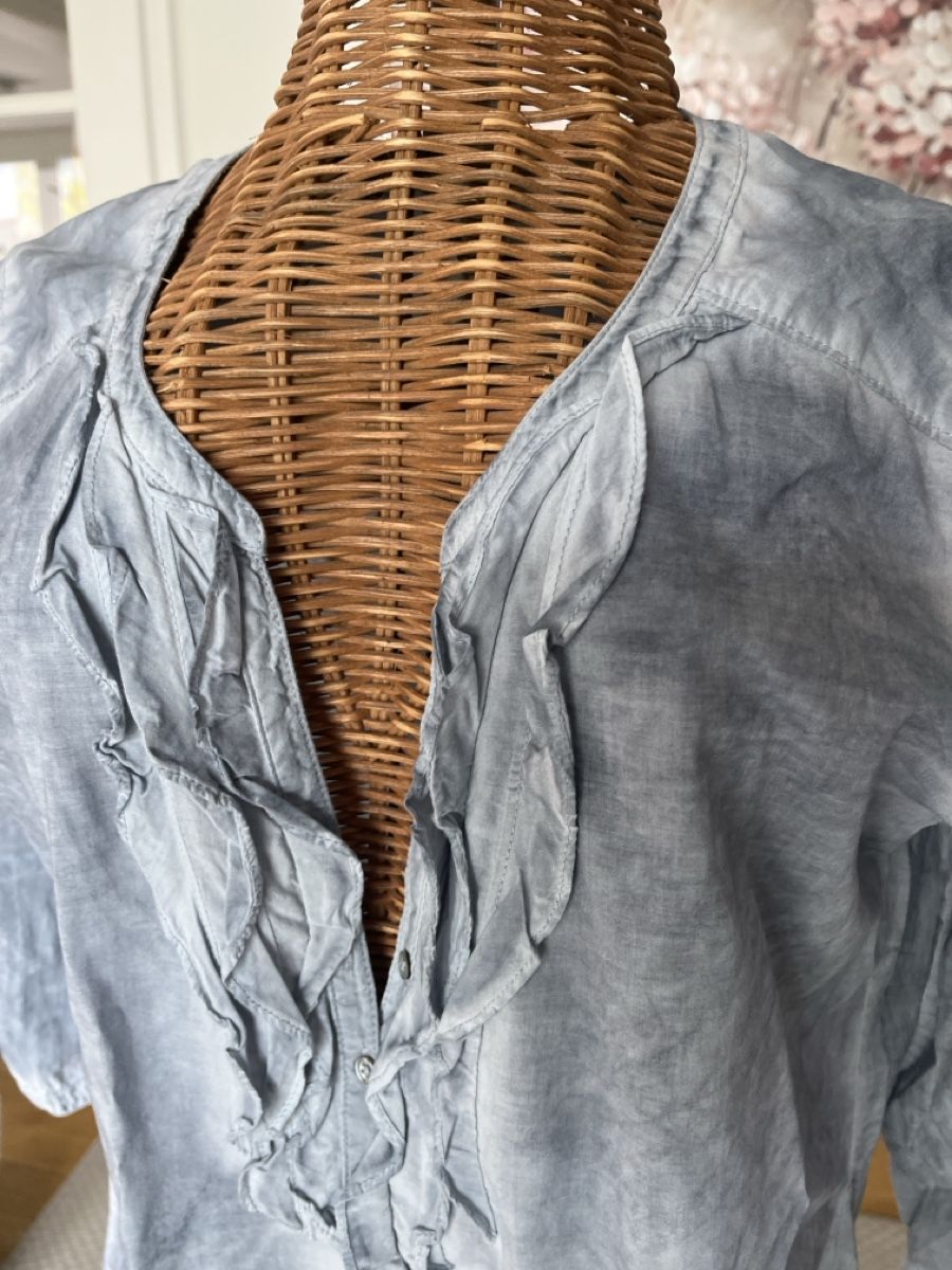 Marc O'Polo Camicette: Bluse mit Rüschen, blau-grau, Marco Polo, 38 – Usato da Solothurn venduto da Bobesch08 1