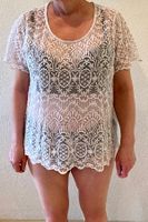 Top weiss Spitze 44 Kurzarm transparent luftig sexy (Nr. 24)