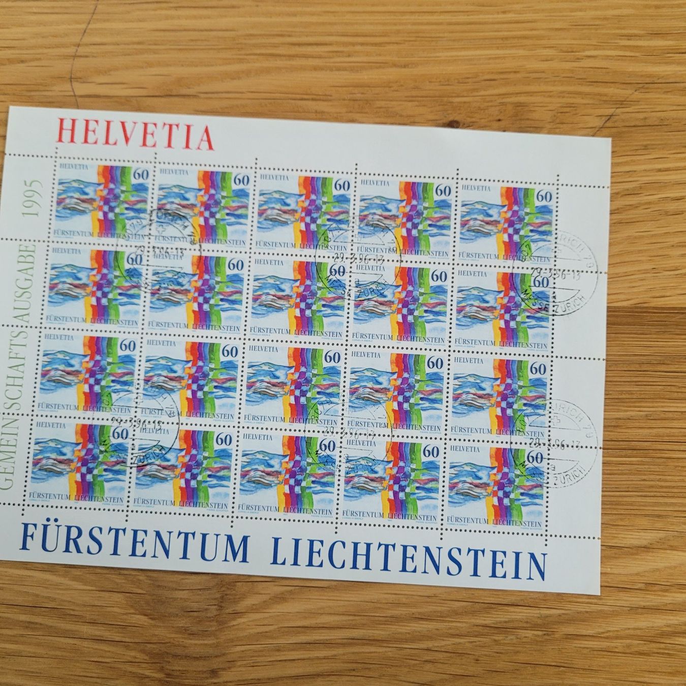 Tutti i francobolli: Kleinbogen Liechtenstein 1995 – Usato da Biel/Bienne venduto da Destockweb