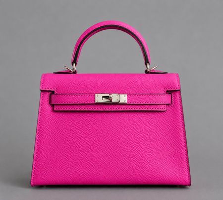 Schöne neue kleine Ledertasche mit zwei Henkeln Rosa Sac