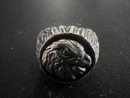 Rebellion Silber Ring 925 Adlerkopf, Gr. 68, Top!