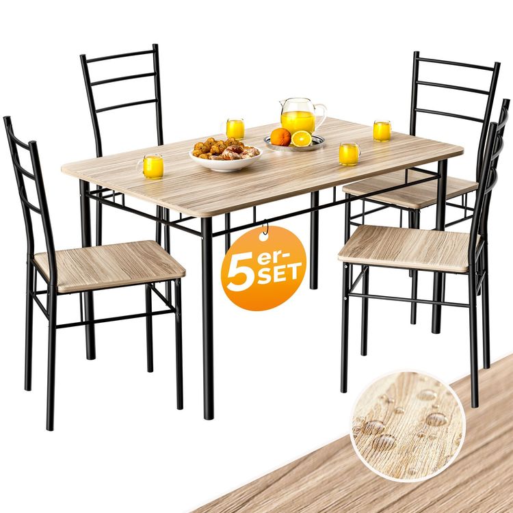 Essgruppe + 4 Stühle 110x68cm Eiche Esszimmer Esstischgruppe 1