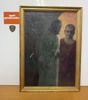 Antike Gemälde Öl auf Leinwand Jesus und Judas İschariot