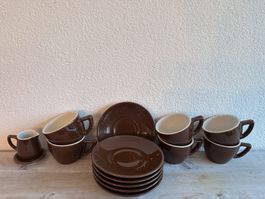 Lot de vaisselle complète brun foncé pour café