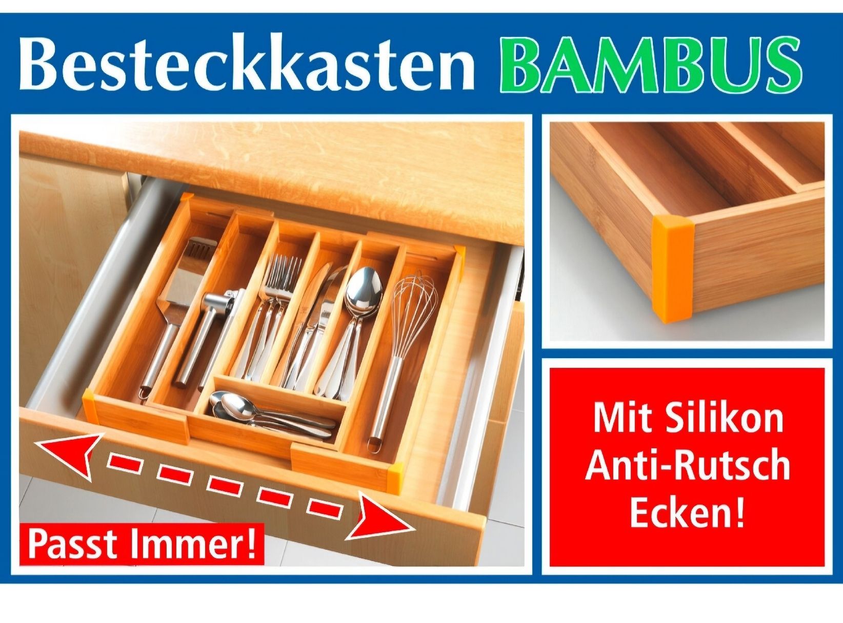 Komplettküchen: Schubladen-Besteckeinsatz aus Bambus – Neu und originalverpackt aus Laupersdorf von Withelady