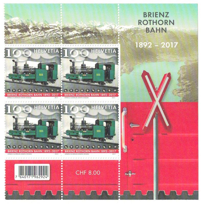 Tutti i francobolli: Brienz Rothorn Bahn 1892-2017, halber Block ** – Nuovo (secondo la descrizione) da Bonstetten venduto da Pinguin75