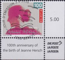 2010, Nr.1367 "Jeanne Hersch" mit ET-Voll-Stempel +ECKTABS.