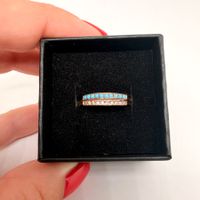 Vintage-Goldring mit Türkis und Diamanten