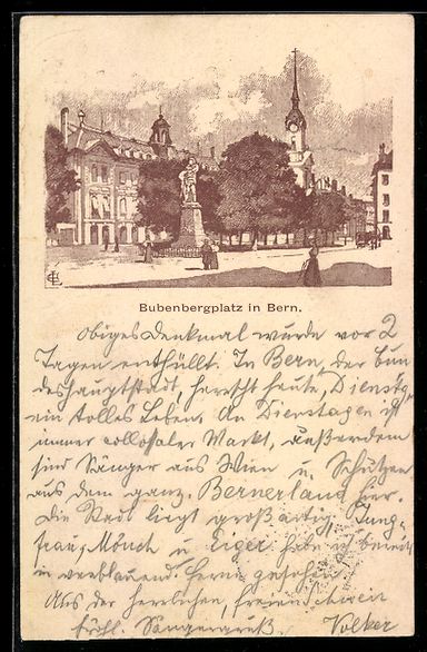 Ansichtskarten: AK Bern, Bubenbergplatz, 1897 – Gebraucht aus Berlin von bartko-reher
