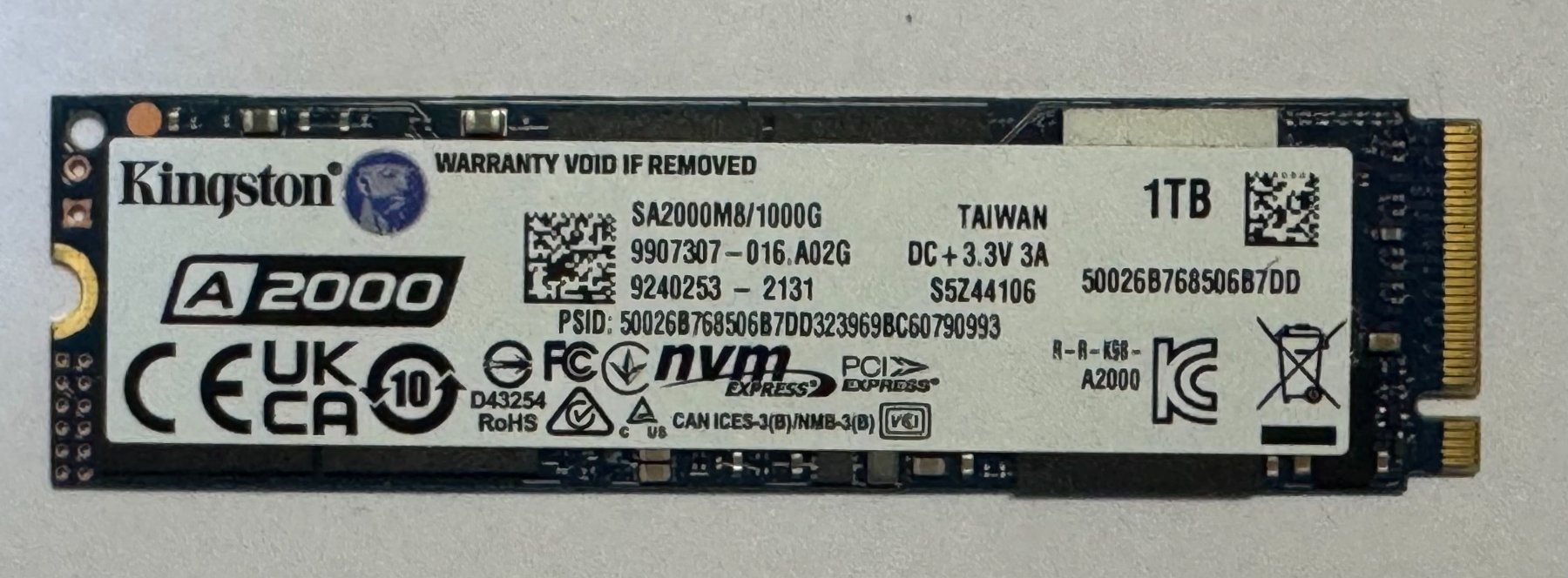 Kingston Dischi rigidi: Kingston M.2. NVME 1.0 TB SSD – Usato da Meilen venduto da speedliq