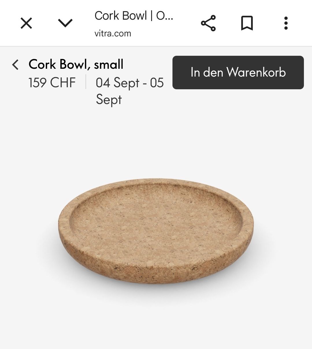 Vitra Toutes les décorations: Vitra Jasper Morrison Cork Bowl klein – Neuf (Voir description) à Leissigen par No-Da 6