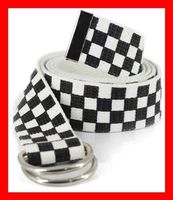 Gürtel Schwarz Weiss kariert 130 cm Ska Schach Karo Belt