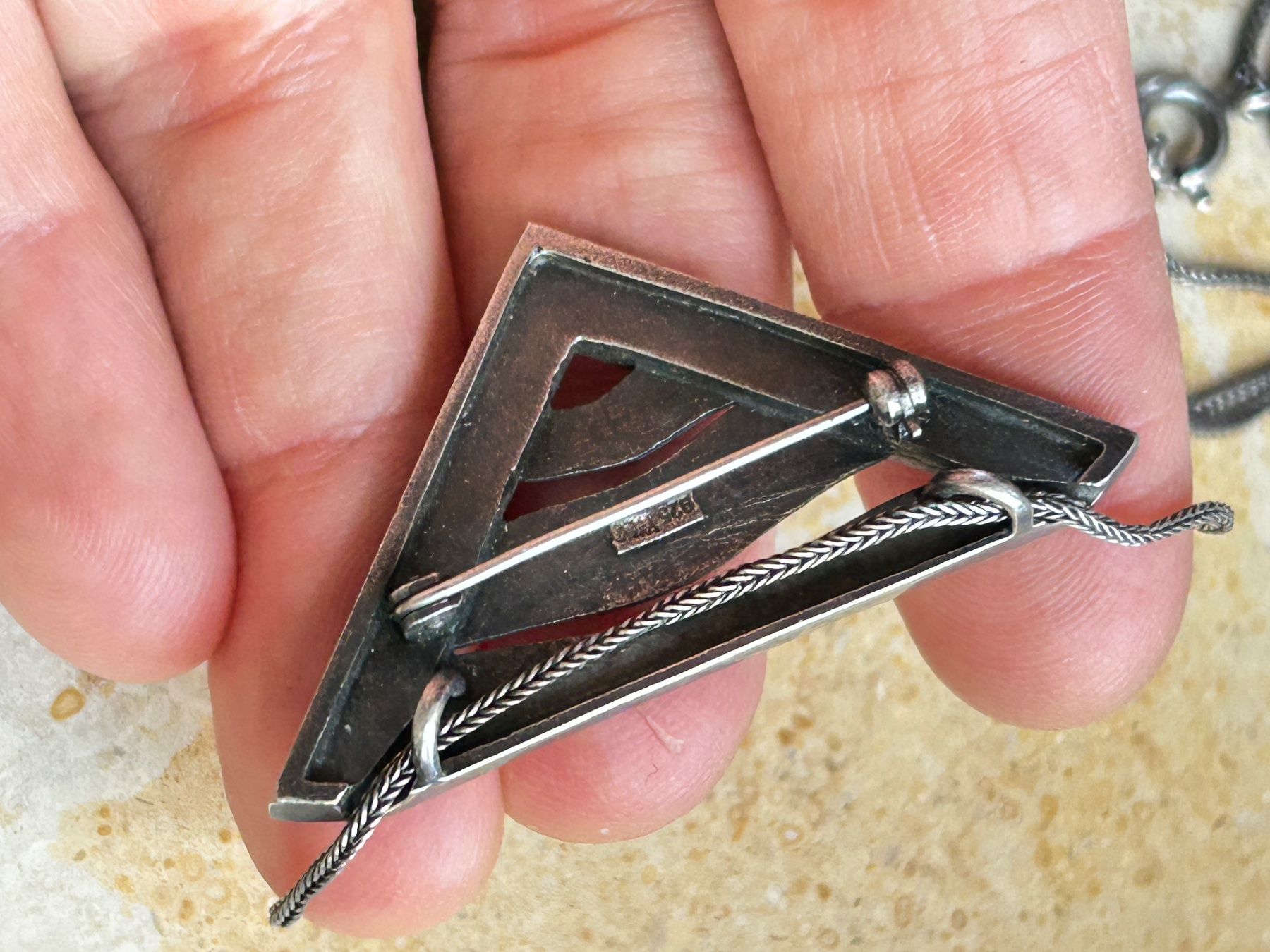 Catenine: Silberkette mit Dreieck-Anhänger, Vintage Look – Usato da Dittingen venduto da Bellevista 5