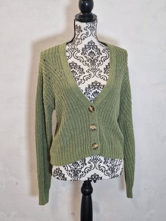 Baumwoll Strickjacke grob Knöpfe ESPRIT oliv Gr. S wie neu