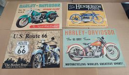 Plaque publictaire Moto, lot de 4 toles