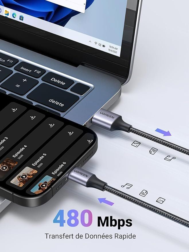 Ugreen Cavi: Ugreen Câble rapide quick charge 3A USB-A vers USB-C 1.0m – Nuovo e nell'imballaggio originale da Le Grand-Saconnex venduto da mcmartins 5
