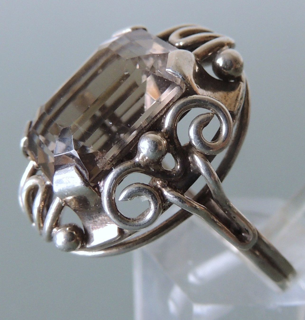 Anelli: Rauchquarz Silber 800 Fingerring Gr. 61 – Usato da Waldenburg venduto da schaller707 3