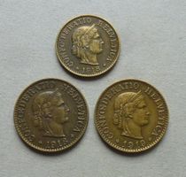 ++ 5 + 10 Rp. 1918 plus 10 Rp. 1919 Messing