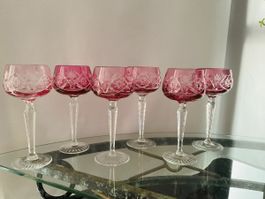 VINTAGE 6 BLEIKRISTALL WEINGLÄSER FILIGRAN