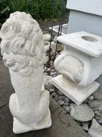 Gartendeko Stein-Löwe und Sockel, wetterfest, für Frühling