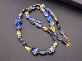 Unikat 💎 Halskette aus Lapislazuli mit Vintage-Einsätzen