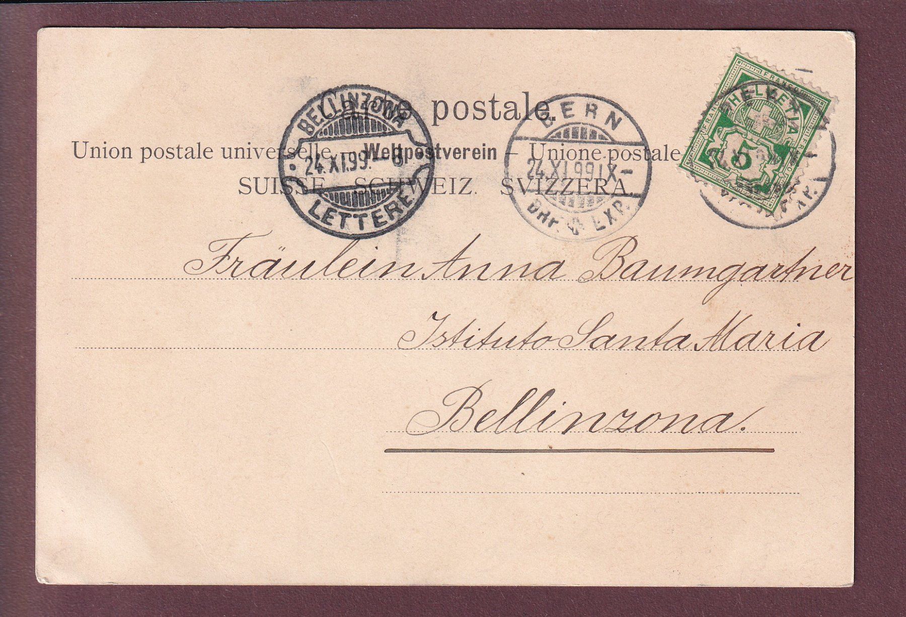 Cartoline postali: BERN - Bärengraben - 1899 – Usato da Pully venduto da nicecards 1