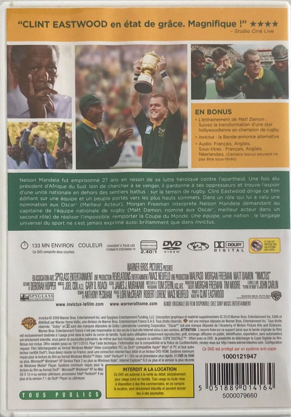 Tutti i DVDs: INVICTUS (MORGAN FREEMAN / MATT DAMON) – Usato da Poliez-Pittet venduto da Newtown-Records 3