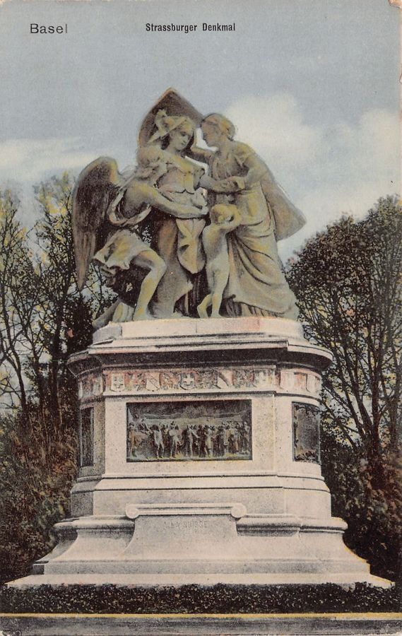 Cartoline postali: Basel, Strassburger Denkmal gel. 1916 Feldpost KASERNE BASEL – Usato da Frauenfeld venduto da POML