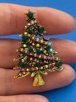 Luxus Elegante Brosche/Anhänger Weihnachtsbaum.  Farbe: Gold
