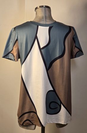 M 48/50 T-Shirt Sportshirt strech Glanz petrol braun weiss