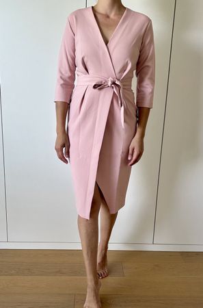Elegantes Wickelkleid in Rosa 3/4 Arm Grösse S