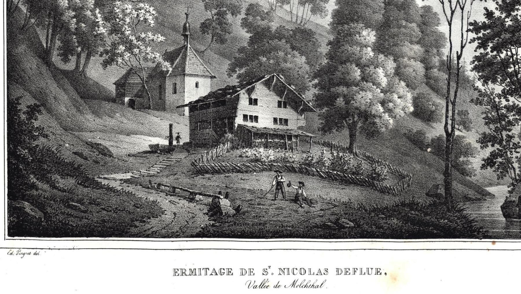 Incisioni: Flüeli Ranft Original-Litho von Pingret – Usato da Rafz venduto da Helvet32 1