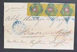FALTBRIEF SCHWEIZ 1850 RAYON II O.KE. MIT ATTEST